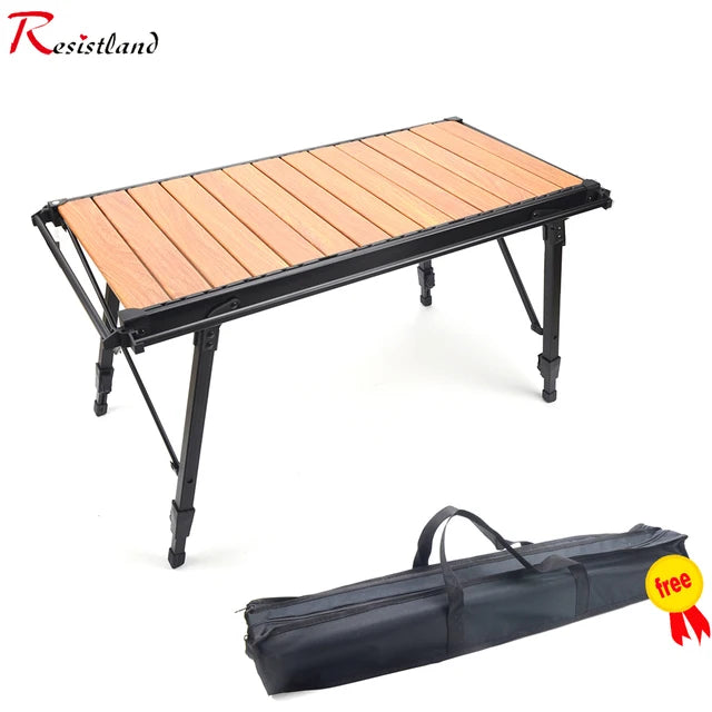 Mesa de madera IGT plegable y extraíble para acampar, estufa de Gas, mesa ligera portátil para barbacoa, parrilla, pícnic al aire libre, mesa de pesca