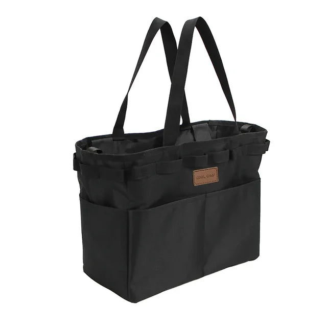 Bolsa de almacenamiento lateral para mesa de Camping, bolsa de lona plegable multifuncional con gancho, escritorio para pícnic al aire libre, utensilios de cocina colgantes de gran capacidad