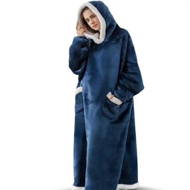 Sherpa Hood TV Wearable Blanket for Adult Women and Men Super Soft Comfy Warm Plush Throw with Sleeves Blanket Hoodie Cover