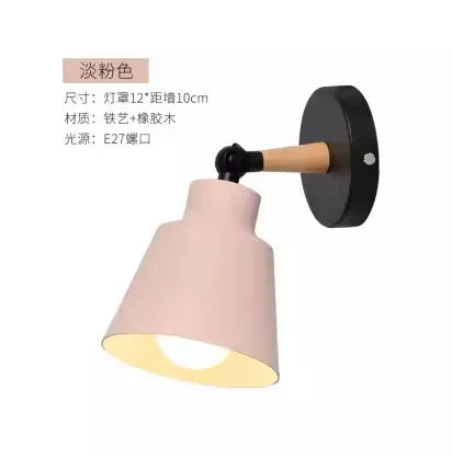 Nordic solid wood bedroom wall lamp modern minimalist Macaron LED wall lamp creative living room corridor bedside wall lamp