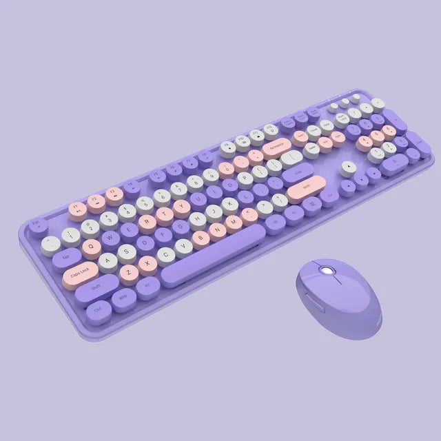MOFII SWEETWireless Keyboard and Mouse Combo,2.4G Plug and Play Wireless Typewriter Keyboard and Mouse Set for Windows, Desktop