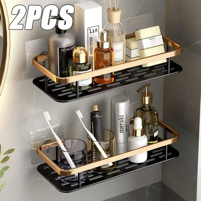 Estante de baño no perforado, estante flotante para estantes de pared, accesorios de ducha, estante esquinero de baño, estante de almacenamiento de pared