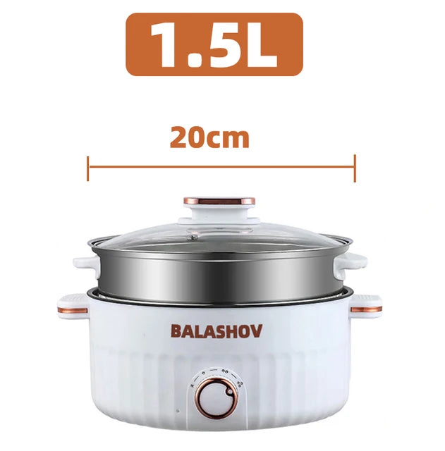 Cocina eléctrica para dormitorio, cocina múltiple para el hogar, olla caliente para cocinar y freír, calentador de sopa de doble capa, olla para freír, enchufe europeo/estadounidense