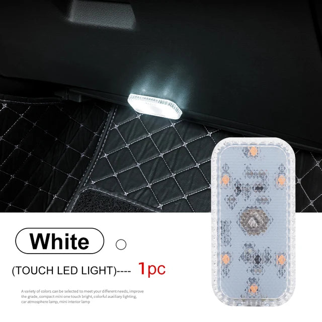 Miniluz LED táctil para coche inalámbrico, iluminación Interior, lámpara de lectura para techo de coche, caja de almacenamiento para puerta, pie y maletero, carga USB