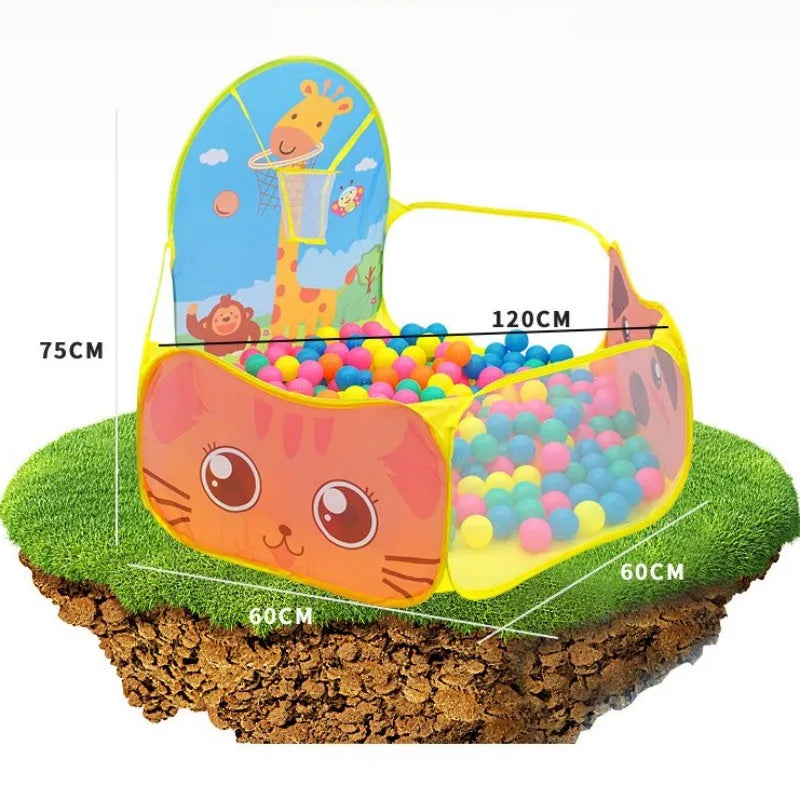 120cm Kids Playpen Playground Baby Tent Ball Pool with Basketball Hoop Children's Tent House Portable Kids Indoor Outdoor Toys