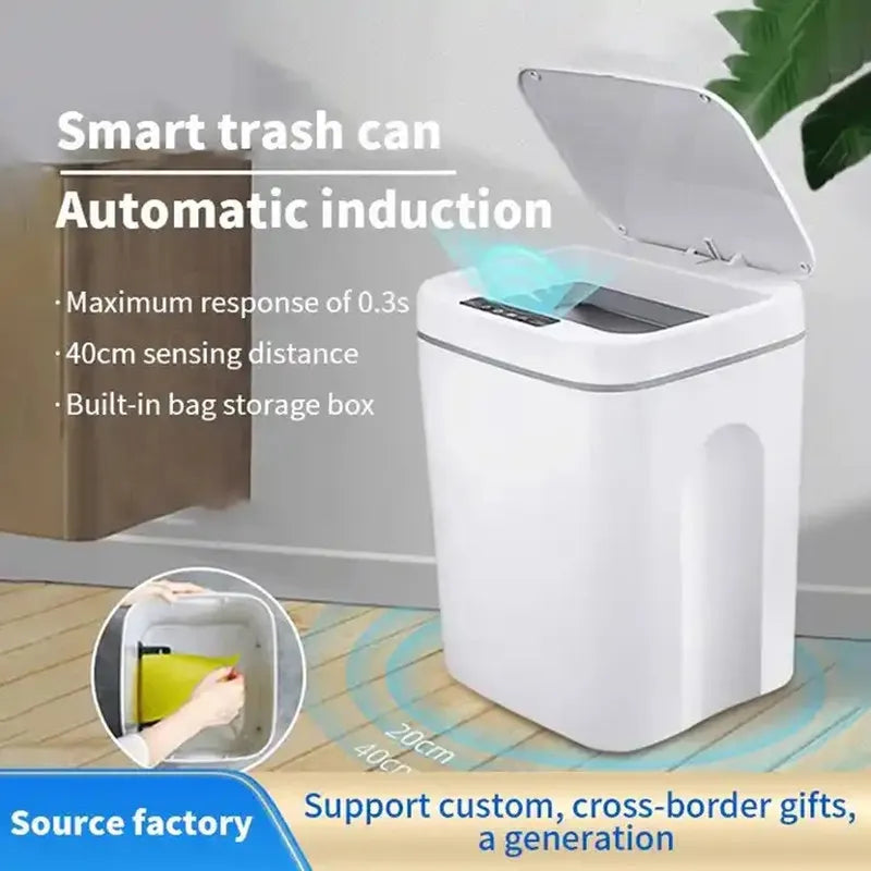 Cubo de basura con Sensor automático de 16L, cubo de basura eléctrico sin contacto, cubo de basura impermeable para cocina y baño con tapa, cesto de basura para el hogar 