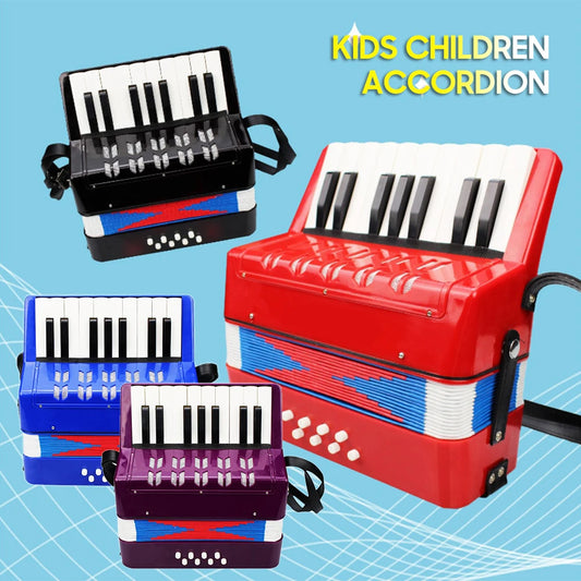 17-Key 8 Bass Accordion Kids Children Mini Small Accordion Educational Musical Instrument for Beginner Student Birthday Gift