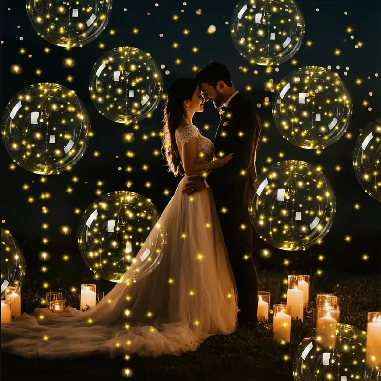 10pcs/set of LED transparent luminous balloons (excluding internal power) for anniversary, wedding, birthday, party decoration