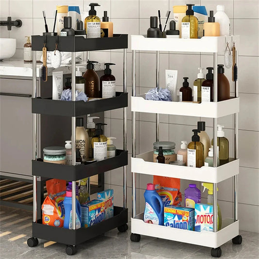 3/4 Tier Gap Rolling Storage Cart High Capacity Storage Shelf Movable Storage Rack Kitchen Bathroom Slim Organizers Storage Cart