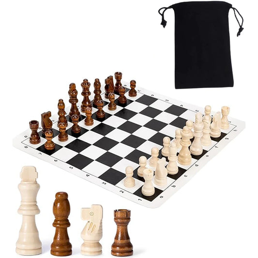 32 件木制国际象棋棋子完整国际象棋棋子木质国际象棋套装国际象棋棋子配件