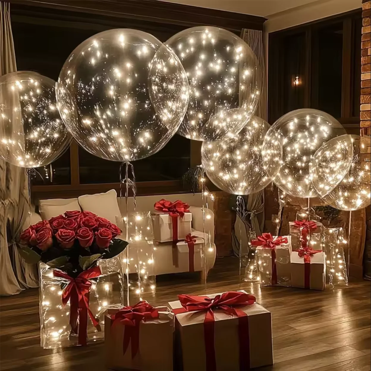 10pcs/set of LED transparent luminous balloons (excluding internal power) for anniversary, wedding, birthday, party decoration
