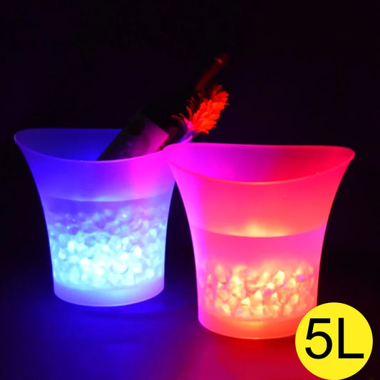 5L New Waterproof Plastic LED Ice Bucket LED Light Up 4 Color LED Champagne Beer Bucket Bars Night Party Bars Nightclubs