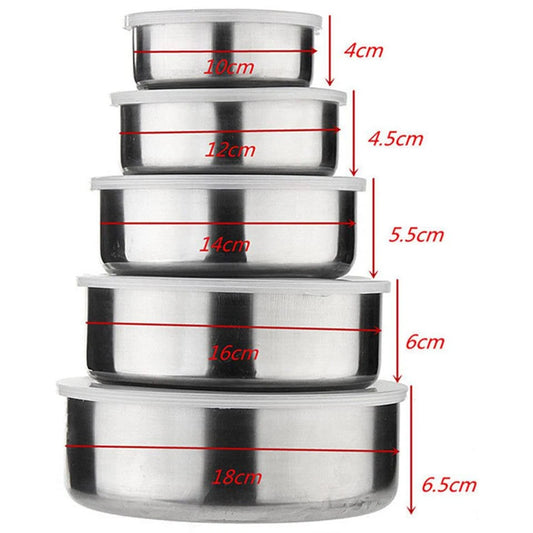 5Pcs Mixing Bowls with Lids Stainless Steel Mixing Nesting Bowl Set Stackable Cooking and Storage Deep Nesting Bowls Silver