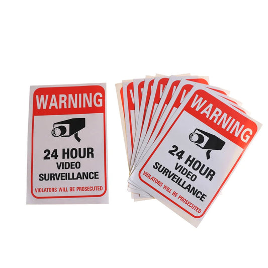 5Pcs/set Wall Sticker 24H Camera System Warning Sign Monitoring Public Area Security Surveillance