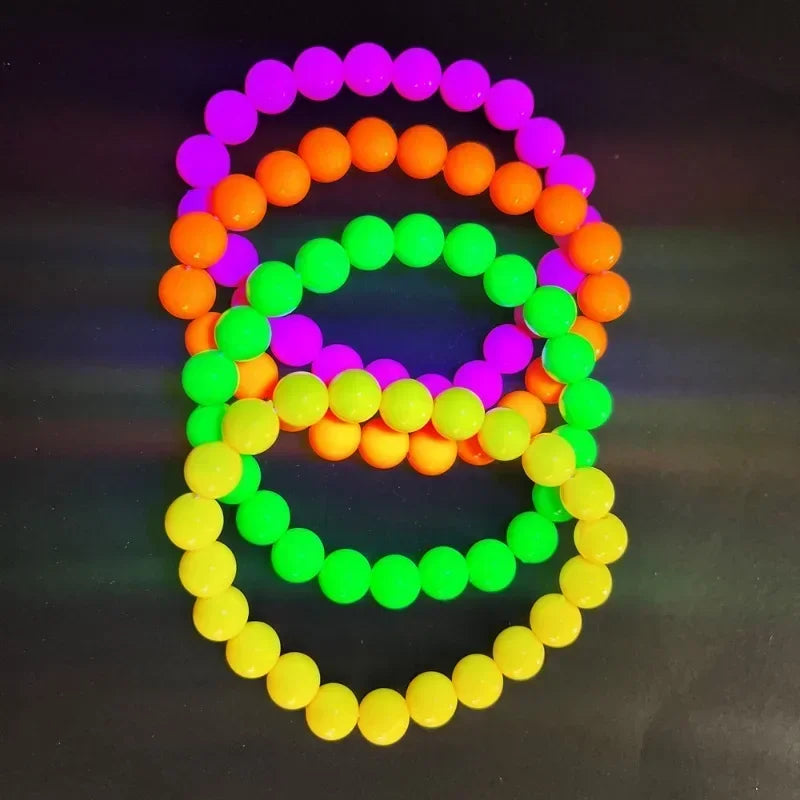 New Fluorescent Neon Necklace Bracelet Set Charms Prom Black Light Party Kids Gifts Luminous Birthday Decoration Photo Prop