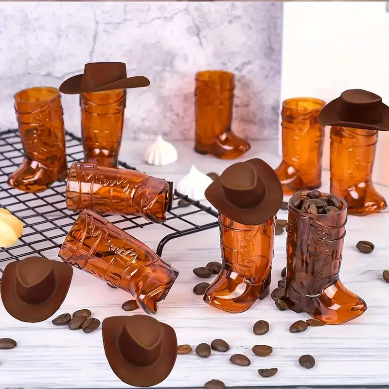 20PCS Mini Cowboy Boot Shot Glass Cowgirl Party Supplies Western Mugs for Cowboy Cowgirl Decorations Bachelorette Party Supplies