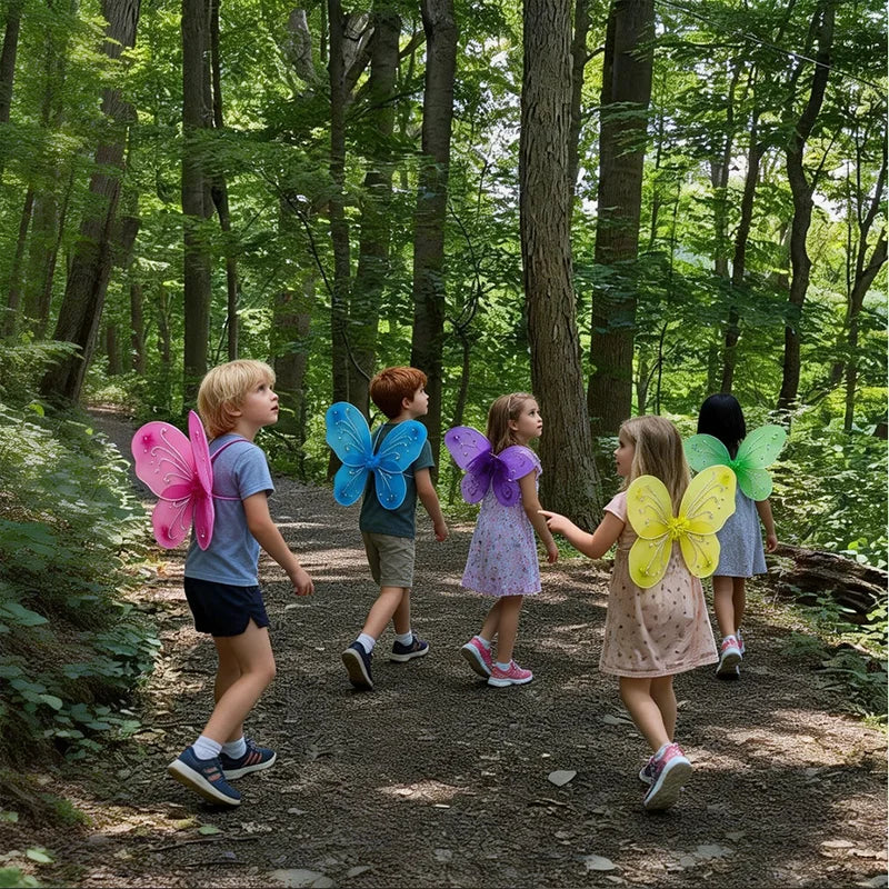 6pcs Fairy Wings Bulk for Kids Butterfly Wings Costume Accessories for Girls for Birthday Party Favors Dress Up Decoration