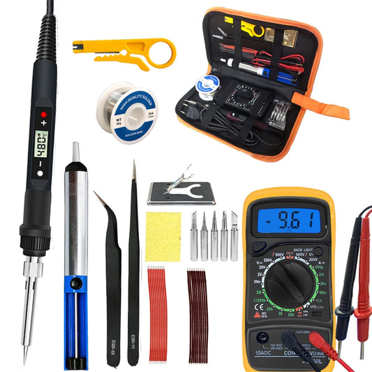 80W Digital Electric Soldering Iron Set Kit 220V 110V Temperature Adjustable LCD Display Solder Welding Iron Tool Tips 60W/80W