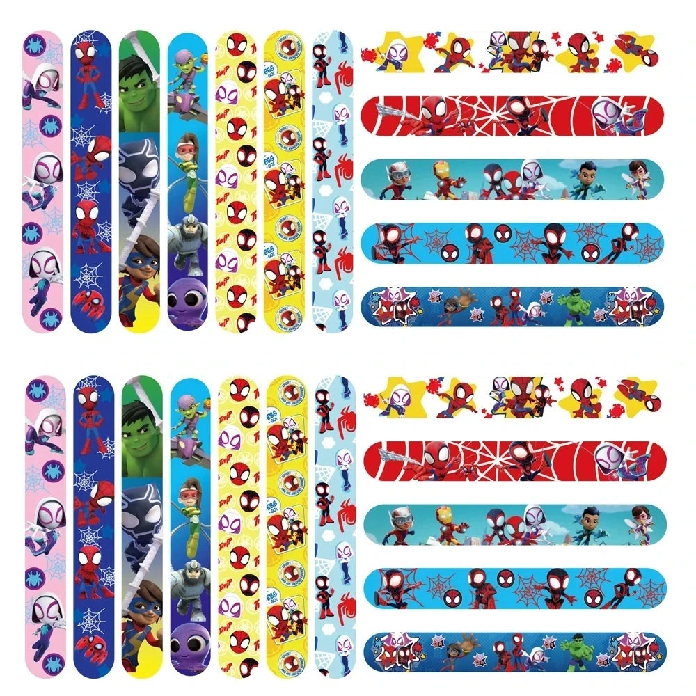12pcs Spidey and His Amazing Friends Bracelets Wristband Snap Bracelet for Girl Birthday Party Party Favors Baby Shower Supplies