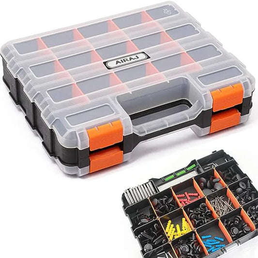 AIRAJ Tool Box Multiple Grid Double-Sided Garage Toolbox Plastic Boxes Professional Complete Case for Mechanics Organizer Tools