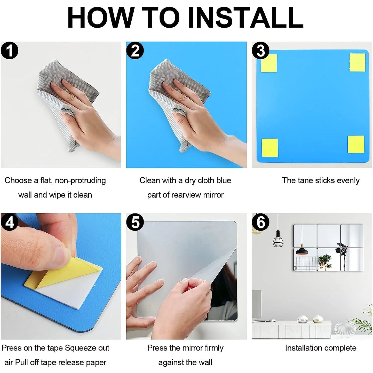 Acrylic Full Length Wall Mirror Tiles 30*30CM 4 Pcs Shatterproof Mirror Wall-Mounted Full Body Mirror Tiles for Bedroom Home