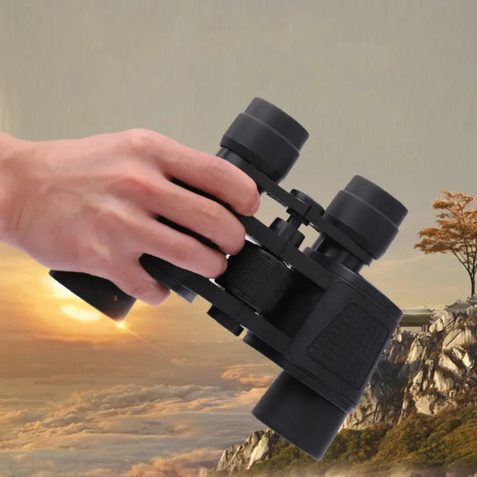 双筒望远镜 80X80 远距离 15000 米高清高倍望远镜光学玻璃镜片低光夜视适用于狩猎运动瞄准镜
