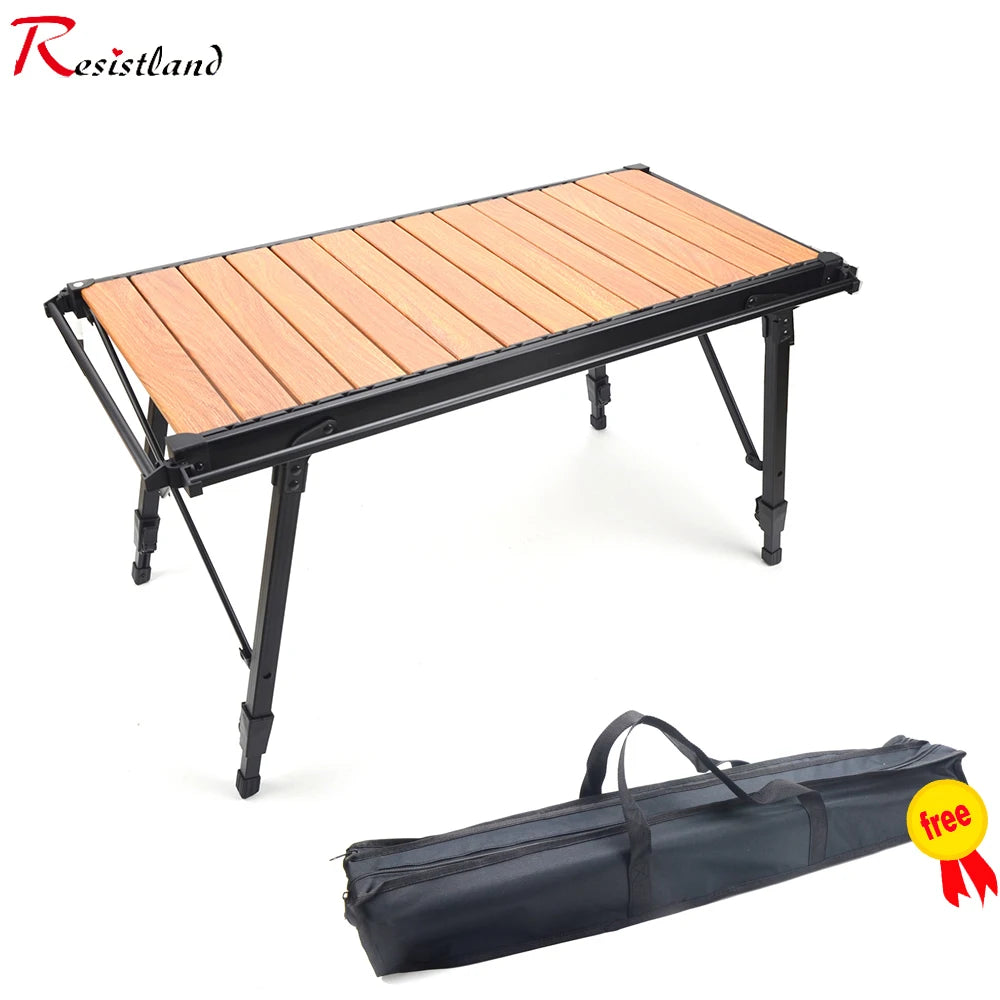 Mesa de madera IGT plegable y extraíble para acampar, estufa de Gas, mesa ligera portátil para barbacoa, parrilla, pícnic al aire libre, mesa de pesca 