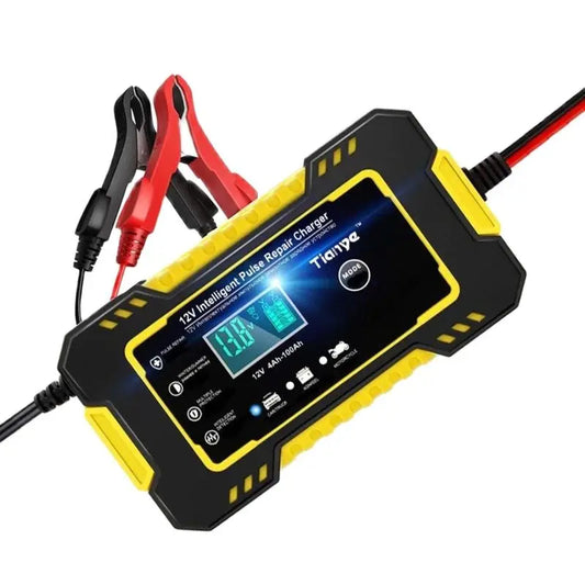 Cargador de batería de coche para motocicleta, 12V, 6A, reparación de pulso, pantalla LCD, carga rápida inteligente, AGM, GEL de ciclo profundo, cargador de plomo-ácido 
