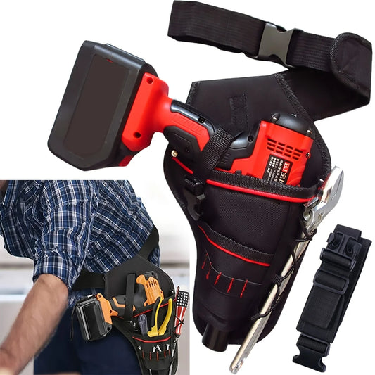 Drill Holster w/Multiple Tool Loops and Angled Design To Evenly Balance Weight On Belt,Portable Multifunctional Toolkit