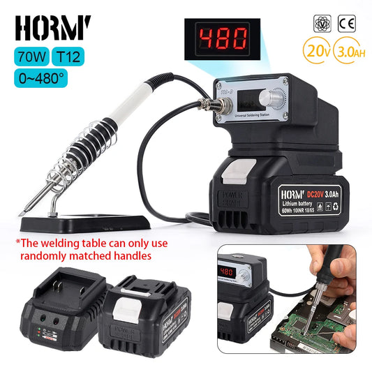 Hormy T12 Wireless Resistance Welder Station Digital Display Welding Soldering Iron IC Repair Solder Tool For Makita 18V battery