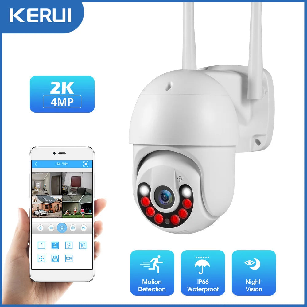 KERUI 2K 4MP Outdoor Full HD Security WIFI IP Camera Icsee 2.5inch HDD Match For Wireless MINI 8CH NVR System Host