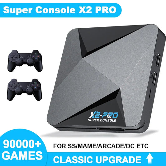 Consola de videojuegos Retro KINHANK, superconsola X2 Pro con 90000 videojuegos para PS1/DC/MAME/SS con mando, caja de juegos de regalo para niños 