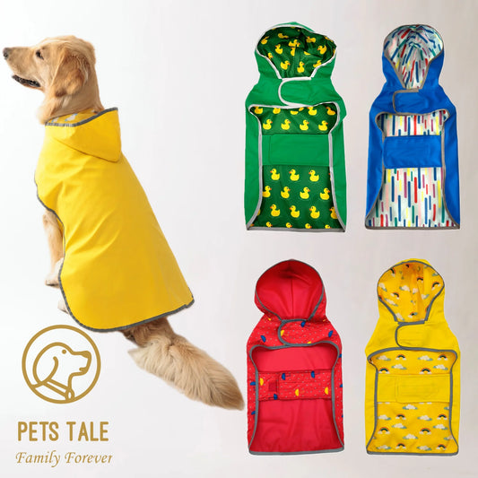 Mantenga a su cachorro seco y elegante: ¡impermeable amarillo de doble capa con uso bidireccional! 