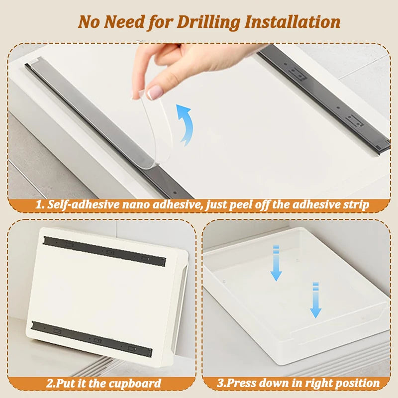 Kitchen Storage Box with Sliding Rail Pull-out Cabinet Storage Rack Spice Pantry Shelves Drawer Kitchen Organizer Basket