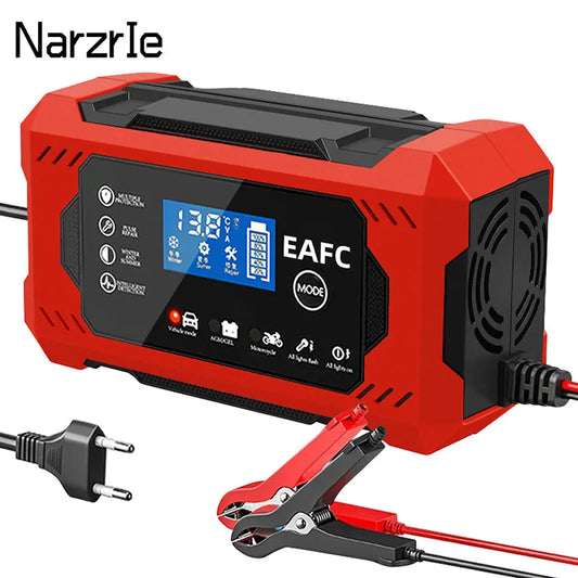 Cargador de batería de coche de pantalla grande 6A 12V dispositivo de carga de batería de coche y motocicleta batería de plomo-ácido pantalla LCD de reparación inteligente