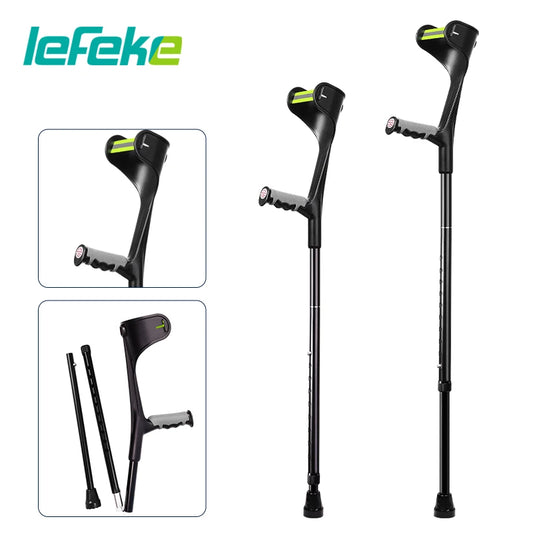Lefeke Forearm Crutches Foldable Adjustable Aluminium Walk Easy Elbow Crutches Lightweight Walking Stick