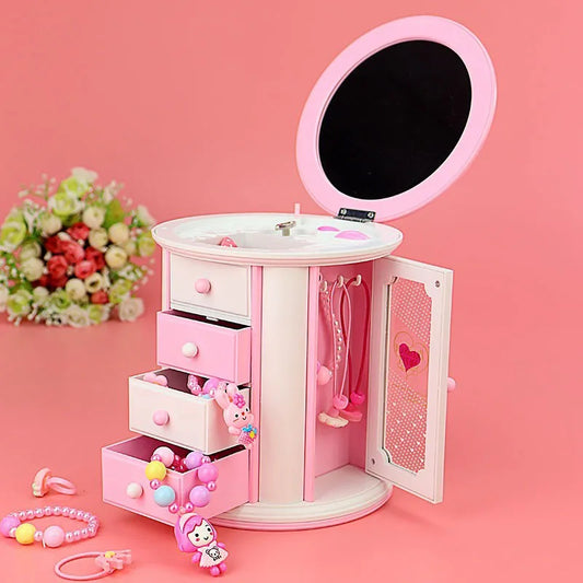 豪华珠宝盒儿童个性化旋转珠宝盒塑料展示架带抽屉收纳盒包装