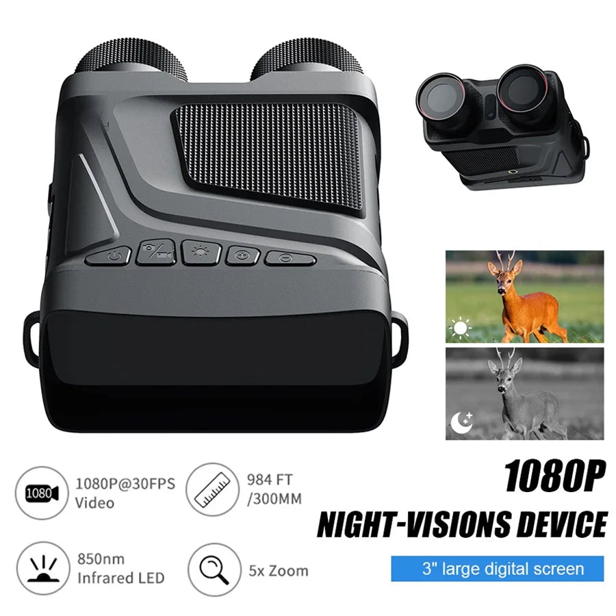 Telescopio Binocular de visión nocturna infrarroja Digital con Zoom R12 5X para caza Camping dispositivo de visión nocturna profesional de 300M 