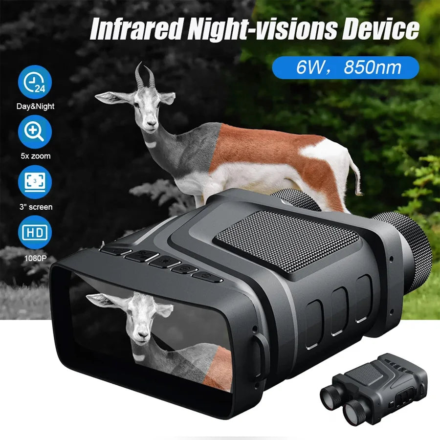 Telescopio Binocular de visión nocturna infrarroja Digital con Zoom R12 5X para caza Camping dispositivo de visión nocturna profesional de 300M 