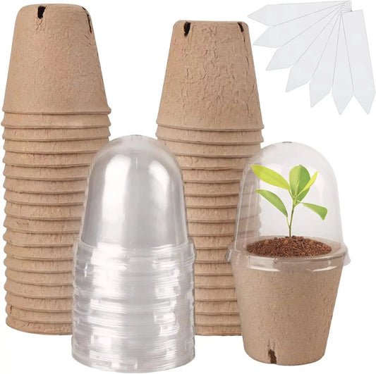 Seed Starter Biodegradable peat POTS, seedling planting POTS with 1/610 labels, plant POTS with humidity domes