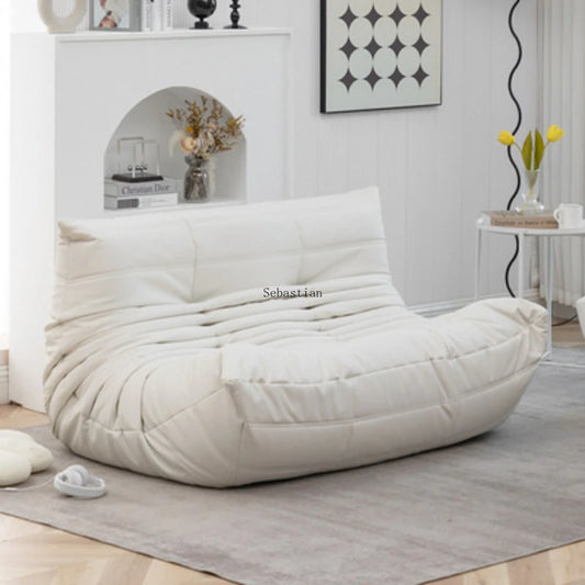 超纤麂皮网布红色多哥毛毛虫懒人沙发猫爪客厅转角双人1.5米