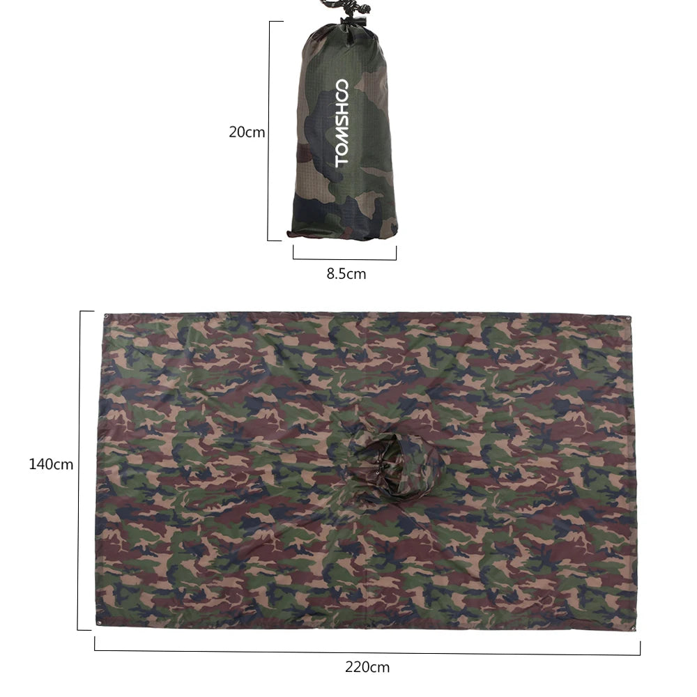 TOMSHOO 多功能轻便带帽雨衣徒步骑行雨罩雨披户外露营帐篷垫