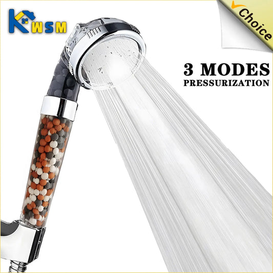 Three-speed adjustable nozzle Booster handheld bathroom shower Removable and washable anion filter shower Bathroom Accessories
