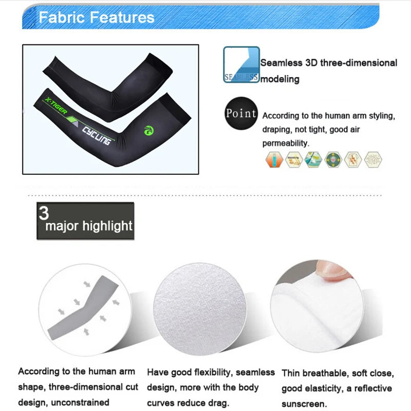 X-TIGER manga de ciclismo para deportes al aire libre, protección solar, mangas de brazo UV, tela de hielo, transpirable, calentadores de brazo para correr y ciclismo 