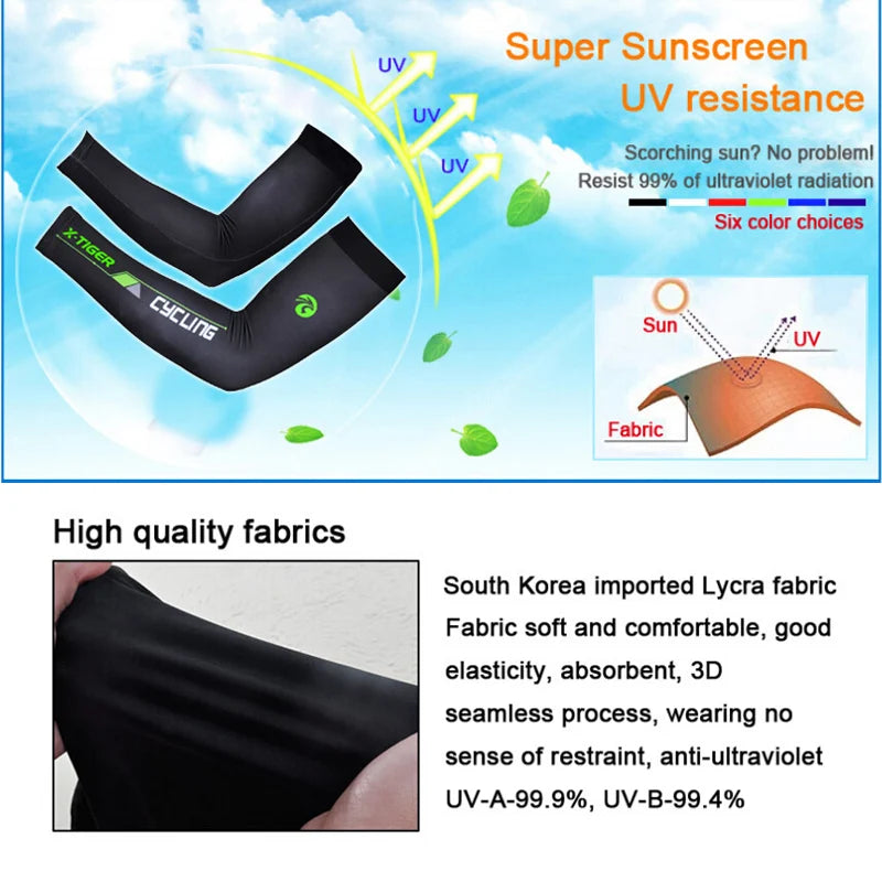 X-TIGER manga de ciclismo para deportes al aire libre, protección solar, mangas de brazo UV, tela de hielo, transpirable, calentadores de brazo para correr y ciclismo 