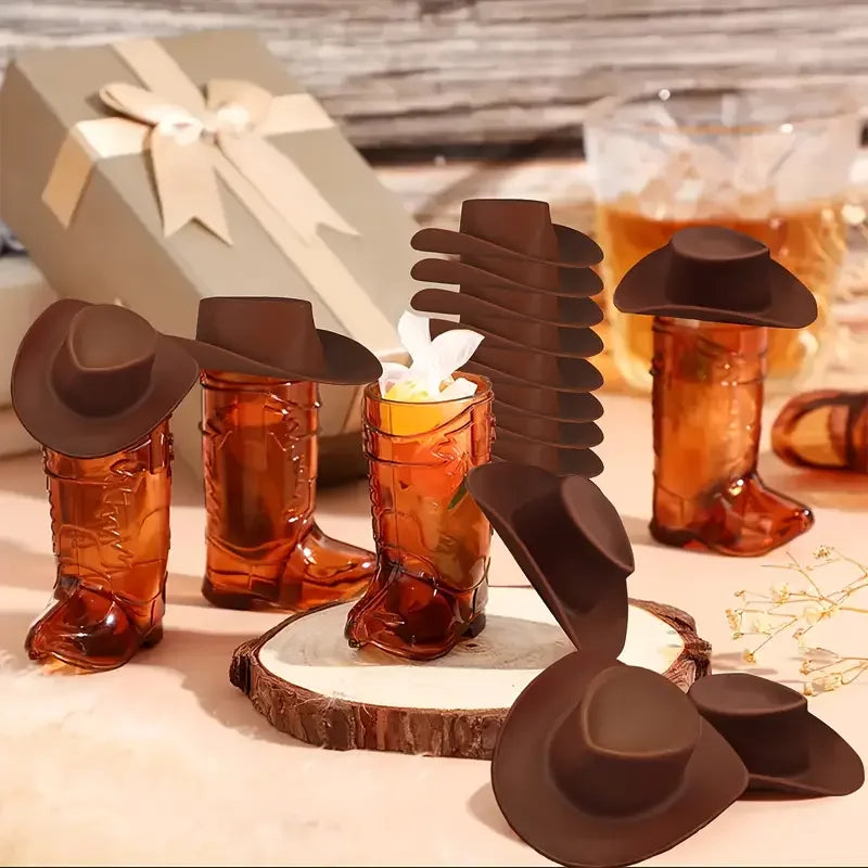 20PCS Mini Cowboy Boot Shot Glass Cowgirl Party Supplies Western Mugs for Cowboy Cowgirl Decorations Bachelorette Party Supplies