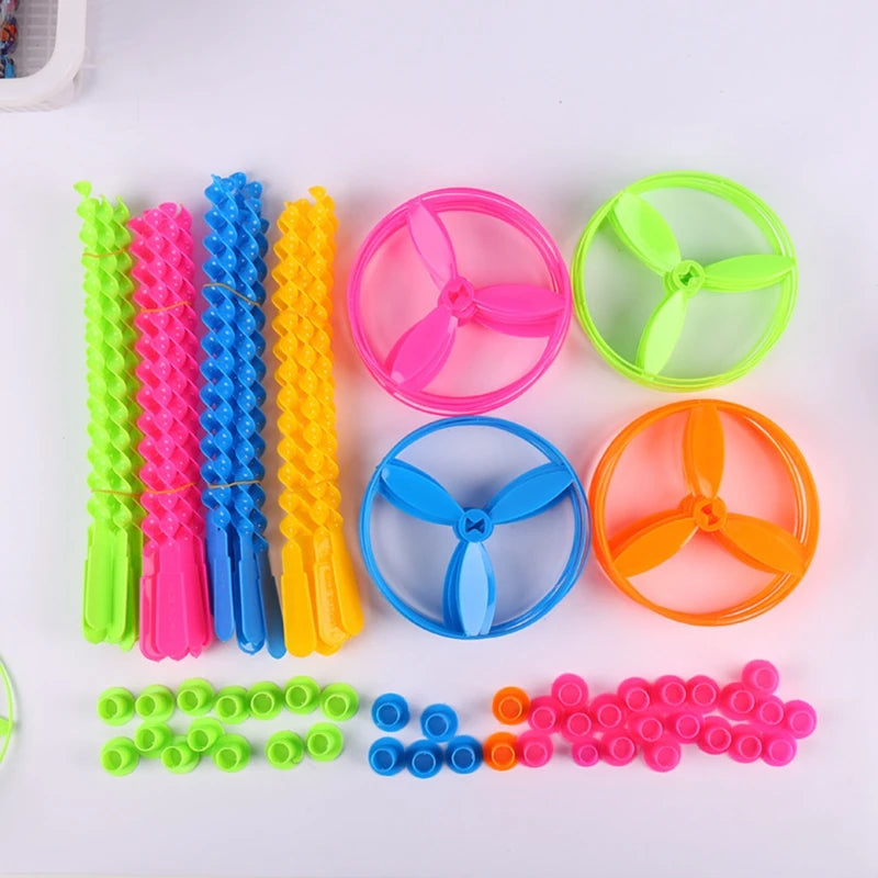10/20pcs Colorful Bamboo Dragonfly Plastic Hand Push Flying Toys Kids Birthday Party Favors Guests Treat Goodie Pinata Fillers