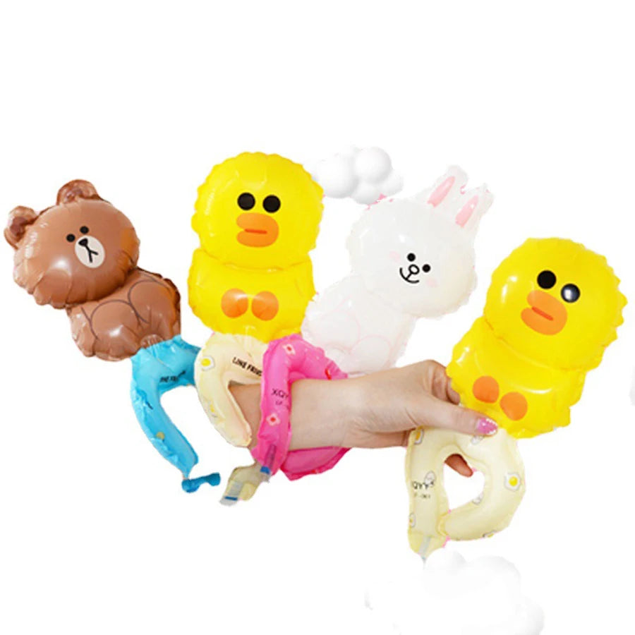 20Pcs Cute Wrist Balloon for Birthday Party Decoration Rabbit Bear Cartoon Animal Balloon Pink Children's Toys Baby Shower