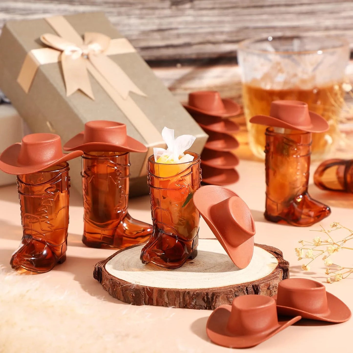 20PCS Mini Cowboy Boot Shot Glass Cowgirl Party Supplies Western Mugs for Cowboy Cowgirl Decorations Bachelorette Party Supplies