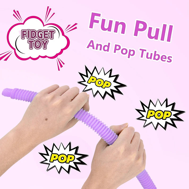 6-24Pcs Funny Pop Tubes Pipe Fidget Sensory Antistress Toys for Children Adults Birthday Party Favors Pinata Filler Goodie Bag